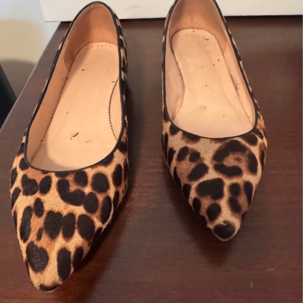 J CREW LEOPARD PRINT CALF HAIR FLATS SIZE 9